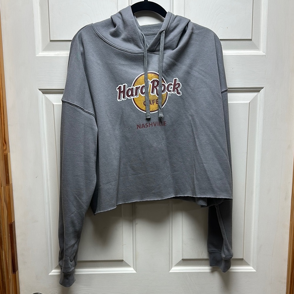 Hard Rock Cafe Charcoal Cropped Hoodie